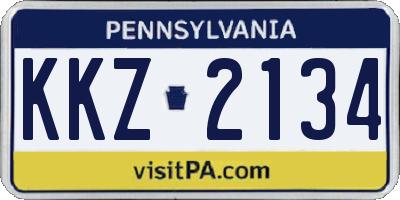 PA license plate KKZ2134