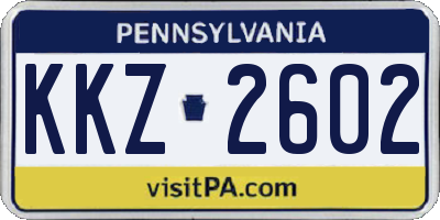 PA license plate KKZ2602