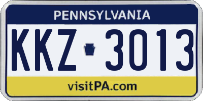 PA license plate KKZ3013