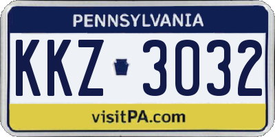 PA license plate KKZ3032