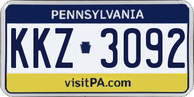 PA license plate KKZ3092