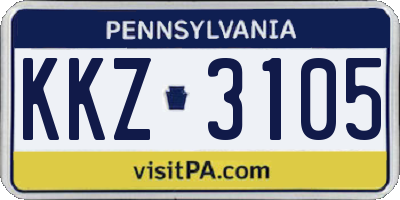 PA license plate KKZ3105