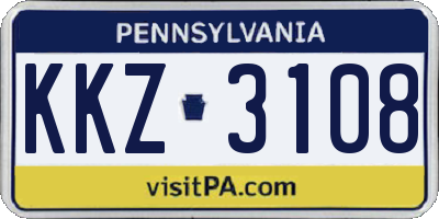 PA license plate KKZ3108