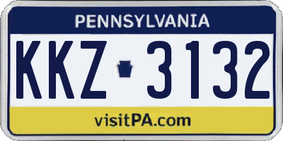 PA license plate KKZ3132