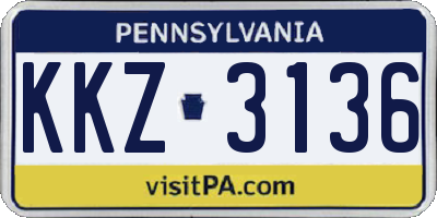 PA license plate KKZ3136