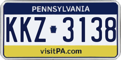 PA license plate KKZ3138