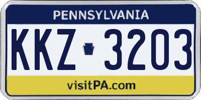 PA license plate KKZ3203