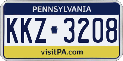PA license plate KKZ3208