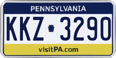 PA license plate KKZ3290