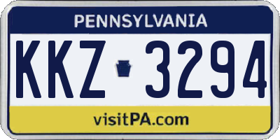 PA license plate KKZ3294