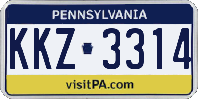 PA license plate KKZ3314