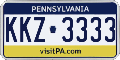 PA license plate KKZ3333