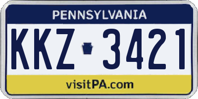 PA license plate KKZ3421