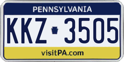 PA license plate KKZ3505