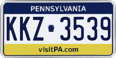PA license plate KKZ3539