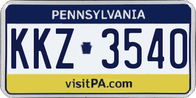PA license plate KKZ3540