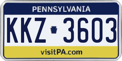 PA license plate KKZ3603