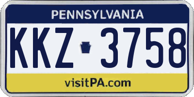 PA license plate KKZ3758