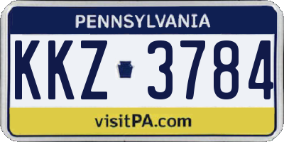 PA license plate KKZ3784