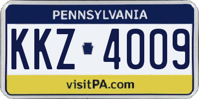 PA license plate KKZ4009