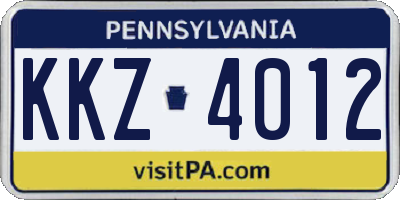PA license plate KKZ4012