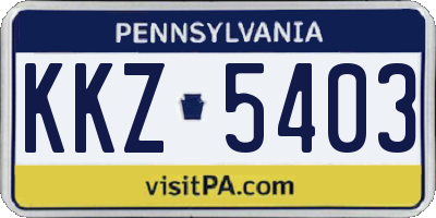 PA license plate KKZ5403
