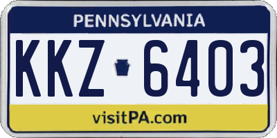 PA license plate KKZ6403