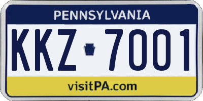 PA license plate KKZ7001