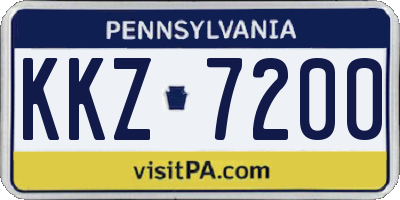 PA license plate KKZ7200