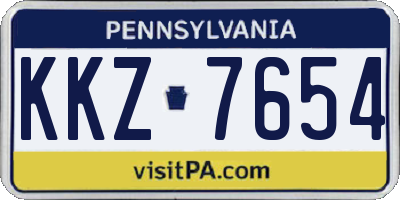 PA license plate KKZ7654