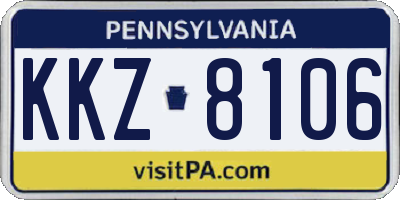 PA license plate KKZ8106