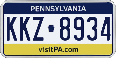 PA license plate KKZ8934