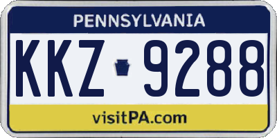 PA license plate KKZ9288