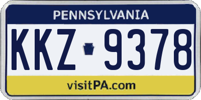 PA license plate KKZ9378