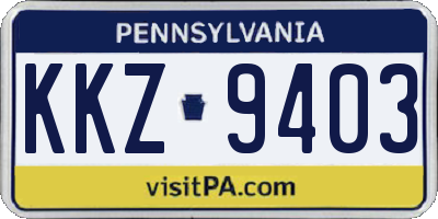 PA license plate KKZ9403