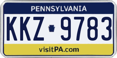 PA license plate KKZ9783