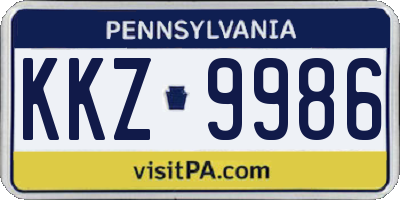PA license plate KKZ9986