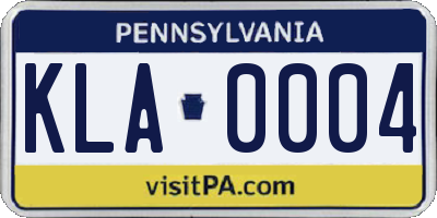 PA license plate KLA0004