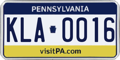 PA license plate KLA0016