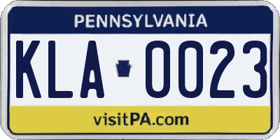 PA license plate KLA0023