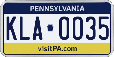 PA license plate KLA0035