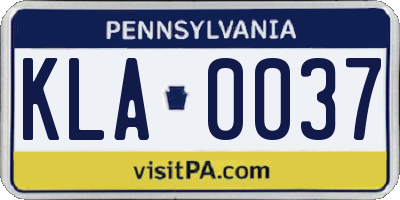 PA license plate KLA0037