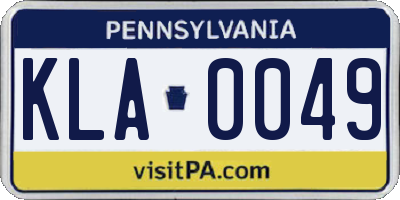 PA license plate KLA0049