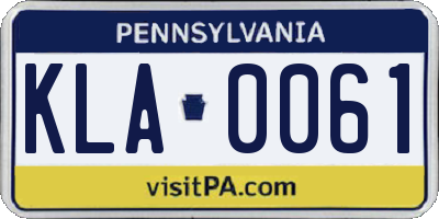 PA license plate KLA0061
