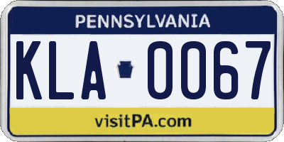 PA license plate KLA0067
