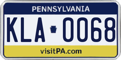 PA license plate KLA0068
