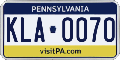 PA license plate KLA0070