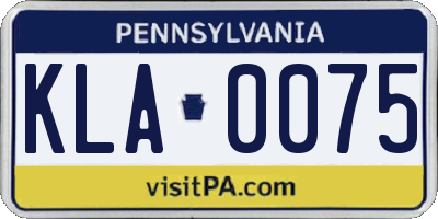 PA license plate KLA0075