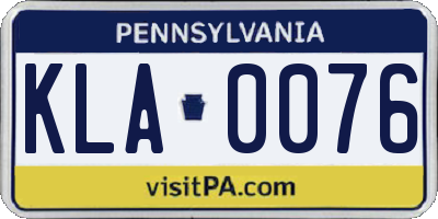 PA license plate KLA0076