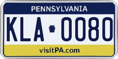 PA license plate KLA0080